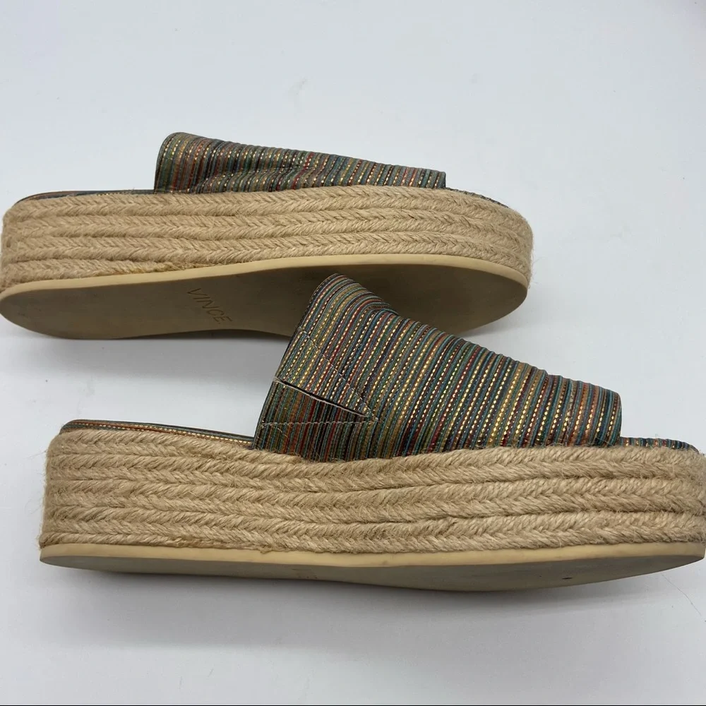 Vince Multi Color Platform Slide Sandals Slip‎ On Shoes Leather